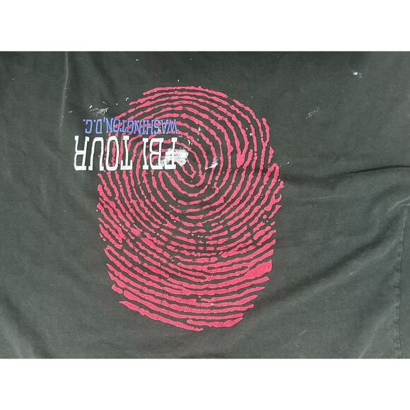 Vintage 1990 FBI Tour Washington Fingerprint T-Shirt Adult M Black - Picture 3 of 9